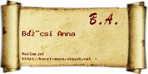 Bácsi Anna névjegykártya