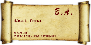 Bácsi Anna névjegykártya