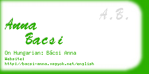 anna bacsi business card