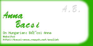anna bacsi business card